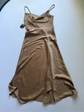 Taylor Brown Satin Midi Slip Dress